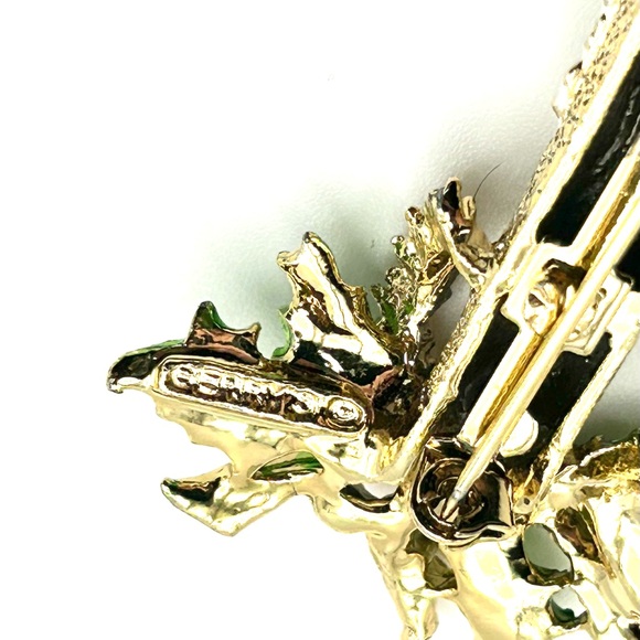 Vintage Retro signed Gerry's Christmas Candle Holiday Holly & Berries Brooch Pin - Picture 4 of 6